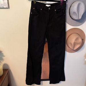 Black Wide Leg Twill Pants